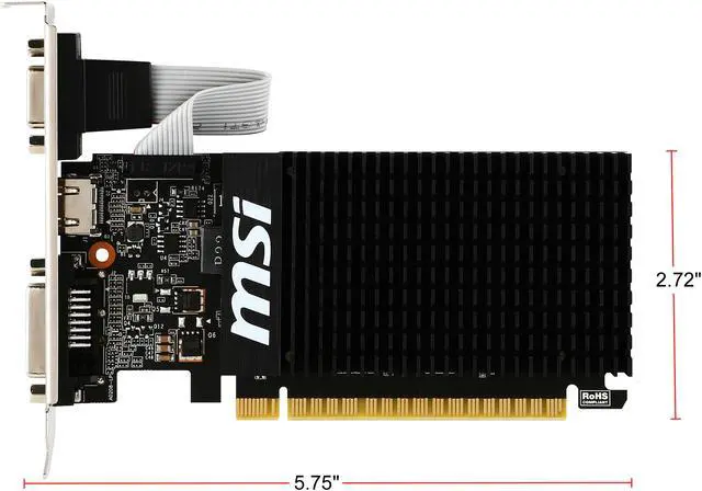 Alt view image 5 of 9 - MSI GeForce GT 710 1GB DDR3 PCI Express 2.0 x16 Low Profile Graphics Card GT 710 1GD3H LP