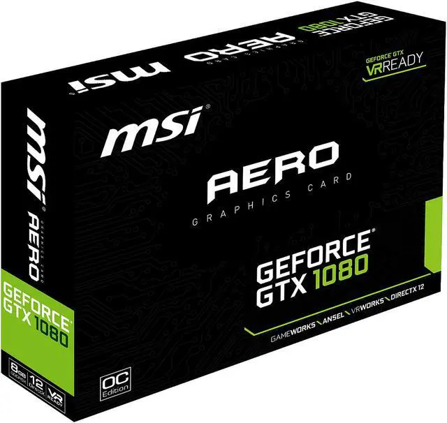 Alt view image 9 of 9 - MSI GeForce GTX 1080 8GB GDDR5X PCI Express 3.0 x16 SLI Support ATX Graphics Card GTX 1080 AERO 8G OC