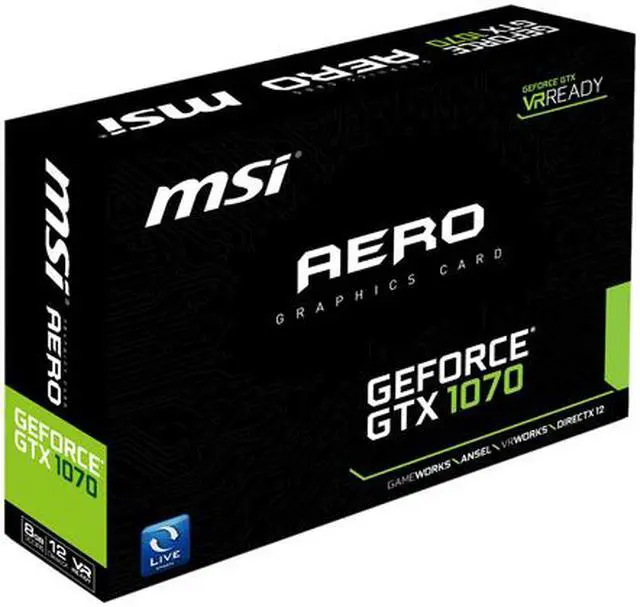 Alt view image 8 of 8 - MSI GeForce GTX 1070 DirectX 12 GTX 1070 AERO 8G 8GB 256-Bit GDDR5 PCI Express 3.0 x16 HDCP Ready SLI Support ATX Video Card