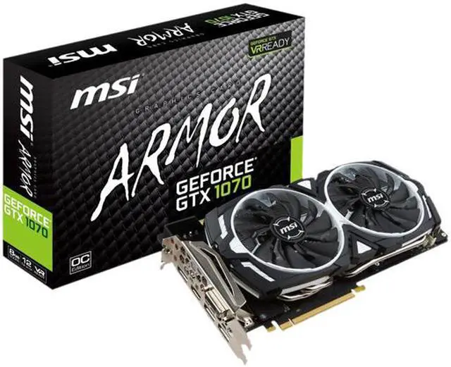 Alt view image 9 of 10 - MSI GeForce GTX 1070 8GB GDDR5 PCI Express 3.0 x16 SLI Support ATX Graphics Card GTX 1070 ARMOR 8G OC