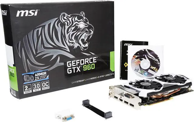 Alt view image 6 of 6 - MSI GeForce GTX 960 DirectX 12 GTX 960 2GD5T OC 2GB 128-Bit GDDR5 PCI Express 3.0 x16 HDCP Ready SLI Support ATX Video Card