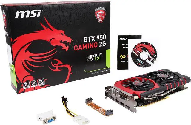 Alt view image 6 of 6 - MSI GeForce GTX 950 DirectX 12 GTX 950 GAMING 2G 2GB 128-Bit GDDR5 PCI Express 3.0 x16 HDCP Ready SLI Support ATX GAMING Video Card