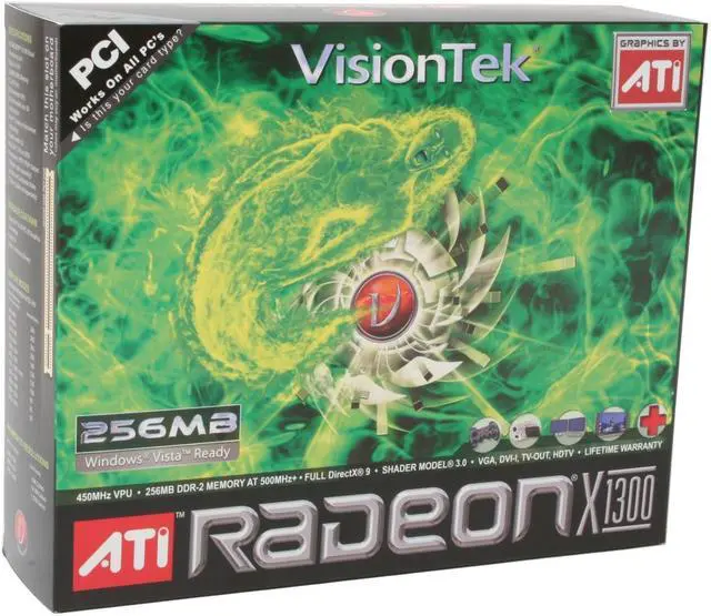 Alt view image 5 of 5 - VisionTek Radeon X1300 256MB GDDR2 PCI Graphics Card VTKX1300256PCI
