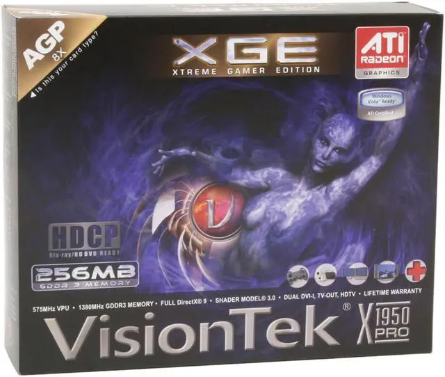 Alt view image 7 of 7 - VisionTek Radeon X1950PRO 256MB GDDR3 AGP 4X/8X Graphics Card 900111