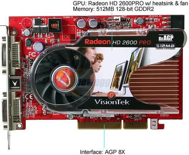 Alt view image 3 of 4 - VisionTek Radeon HD 2600PRO 512MB GDDR2 AGP 8X Graphics Card 900182