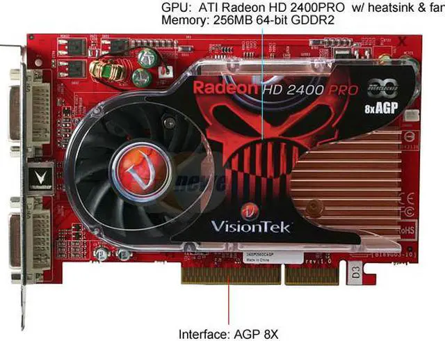Alt view image 2 of 4 - VisionTek Radeon HD 2400PRO 256MB GDDR2 AGP 8X Graphics Card 900178