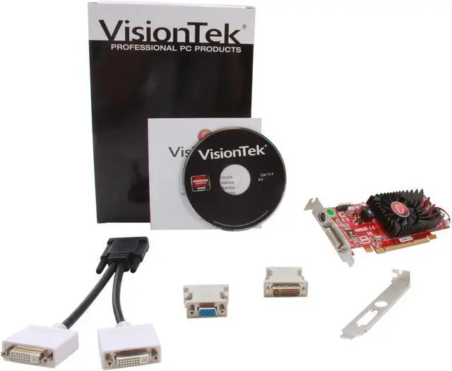 Alt view image 7 of 6 - Visiontek Radeon HD 4550 SFF 512MB DDR3 (2 x DVI-I, TV Out) w/ 2 x DVI-I to VGA Adapter, 900274