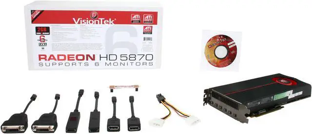 Alt view image 6 of 6 - VisionTek Radeon HD 5870 2GB GDDR5 PCI Express 2.0 x16 CrossFireX Support Graphics Card 900322