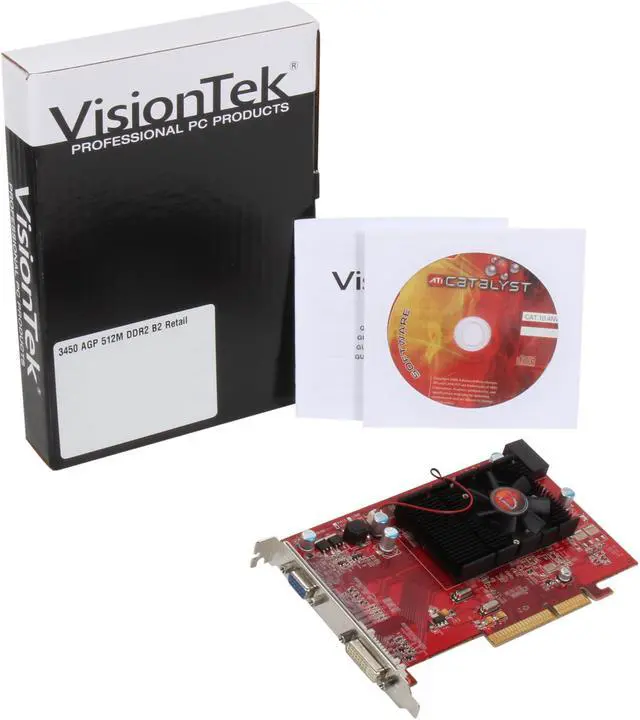 Alt view image 5 of 5 - Visiontek Radeon HD 3450 512MB DDR2 AGP (DVI-I, VGA), 900374