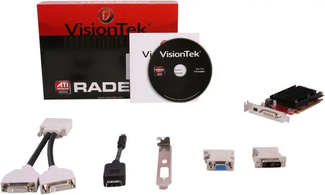 Alt view image 5 of 5 - Visiontek Radeon 6350 SFF 1GB DDR3 3M DMS59 (2 x DVI-I, miniDP) w/ 2 x DVI-I to VGA Adapter, 900456