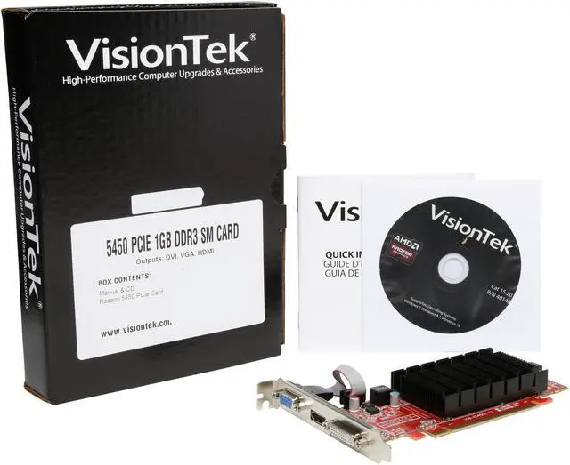 Alt view image 6 of 6 - VisionTek Radeon 5450 1GB DDR3 PCI Express 2.1 x16 ATX Graphics Card 900860