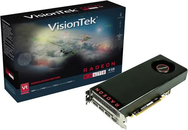 Alt view image 4 of 4 - VisionTek Radeon RX 470 Overclocked 4GB GDDR5 Rear Blower 4M (3 x DP, HDMI), 900905