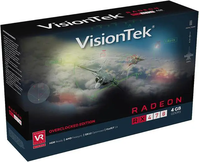 Alt view image 3 of 4 - VisionTek Radeon RX 470 Overclocked 4GB GDDR5 Rear Blower 4M (3 x DP, HDMI), 900905