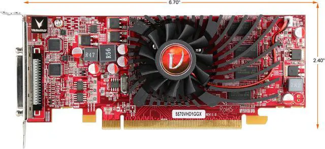Alt view image 4 of 6 - VisionTek Radeon HD 5570 1GB DDR3 PCI Express 2.0 x16 Small Form Factor (SFF) Graphics Card 900901