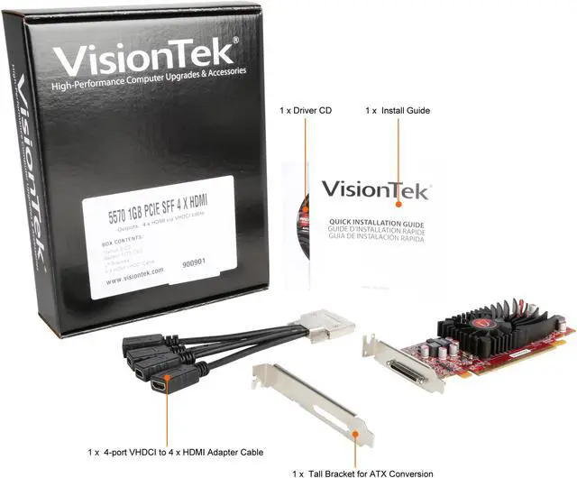 Alt view image 6 of 6 - VisionTek Radeon HD 5570 1GB DDR3 PCI Express 2.0 x16 Small Form Factor (SFF) Graphics Card 900901