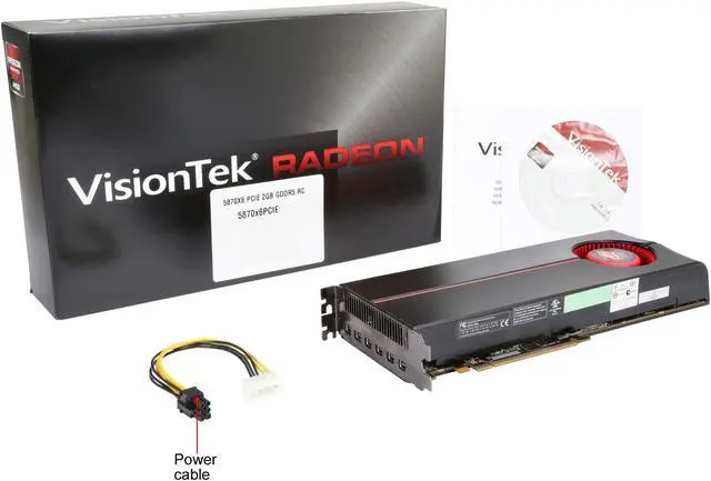 Alt view image 6 of 6 - VisionTek Radeon HD 5870 2GB GDDR5 PCI Express 2.0 x16 CrossFireX Support Graphics Card 400643