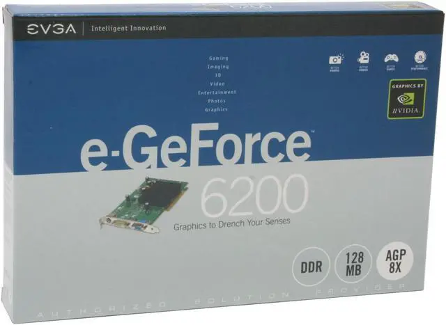 Alt view image 5 of 5 - EVGA GeForce 6200 128MB DDR AGP 4X/8X Graphics Card 128-A8-N339-LX