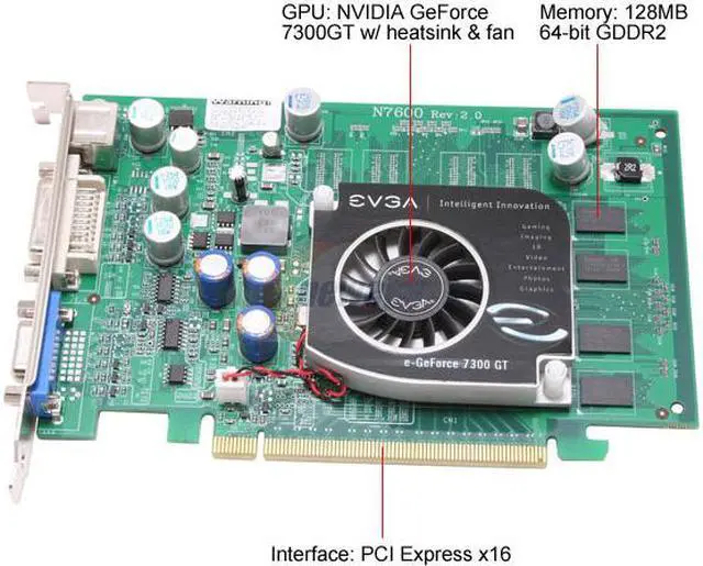 Alt view image 3 of 6 - EVGA GeForce 7300GT 128MB GDDR2 PCI Express x16 SLI Support Graphics Card 128-P2-N441-LX