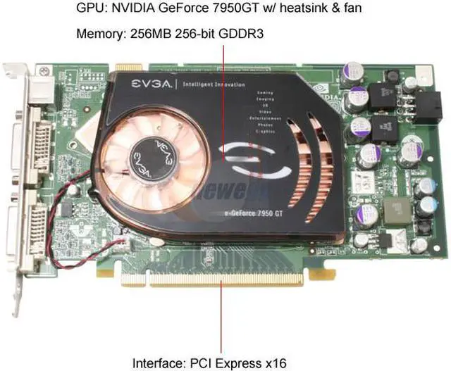 Alt view image 3 of 8 - EVGA GeForce 7950GT 256MB GDDR3 PCI Express x16 SLI Support Graphics Card 256-P2-N636-AR