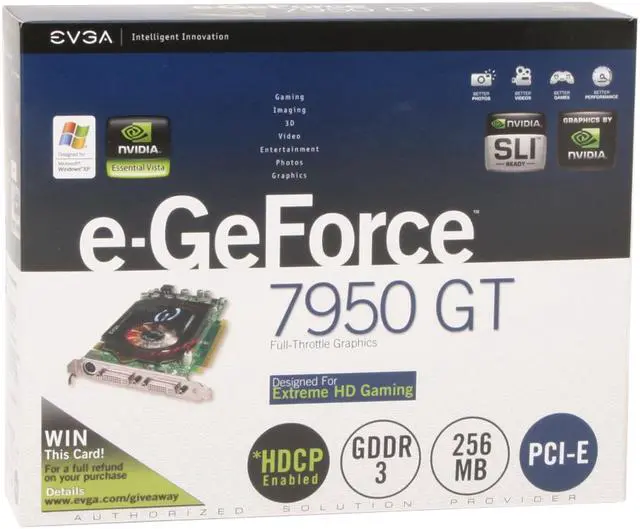 Alt view image 8 of 8 - EVGA GeForce 7950GT 256MB GDDR3 PCI Express x16 SLI Support Graphics Card 256-P2-N636-AR