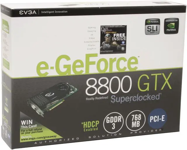 Alt view image 6 of 6 - EVGA 768-P2-N835-AR GeForce 8800GTX Superclocked 768MB 384-bit GDDR3 PCI Express x16 HDCP Ready SLI Supported Video Card