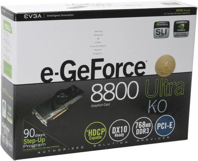 Alt view image 8 of 8 - EVGA 768-P2-N885-AR GeForce 8800Ultra KO 768MB 384-bit GDDR3 PCI Express x16 HDCP Ready SLI Supported Video Card
