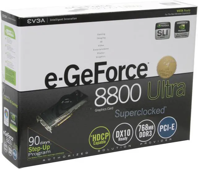 Alt view image 7 of 7 - EVGA 768-P2-N887-AR GeForce 8800Ultra 768MB 384-bit GDDR3 PCI Express x16 HDCP Ready SLI Supported Video Card