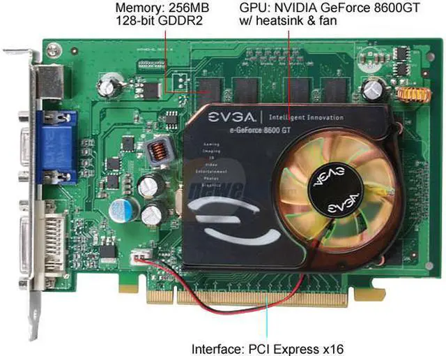 Alt view image 3 of 7 - EVGA GeForce 8600 GT 256MB GDDR2 PCI Express x16 SLI Support Graphics Card 256-P2-N752-TR