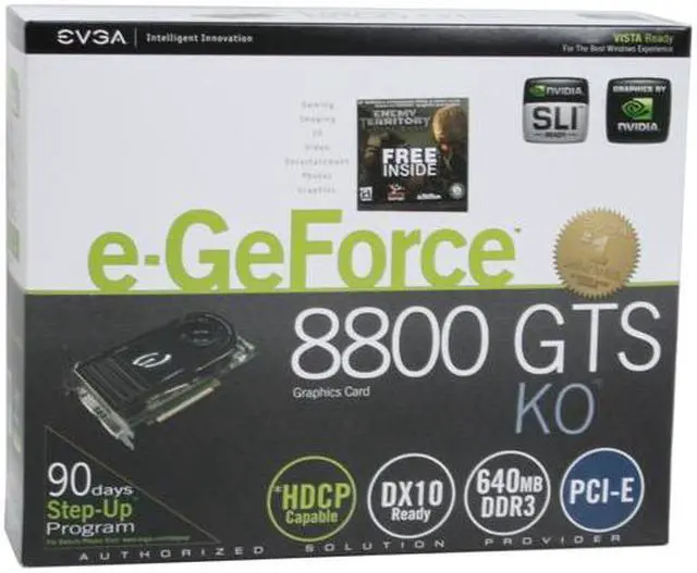 Alt view image 8 of 8 - EVGA 640-P2-N828-A1 GeForce 8800GTS 640MB KO 320-bit GDDR3 PCI Express x16 HDCP Ready SLI Supported Video Card