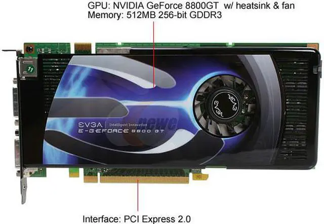 Alt view image 3 of 8 - EVGA 512-P3-N805-A1 GeForce 8800GT 512MB 256-bit GDDR3 PCI Express 2.0 x16 HDCP Ready SLI Supported Video Card