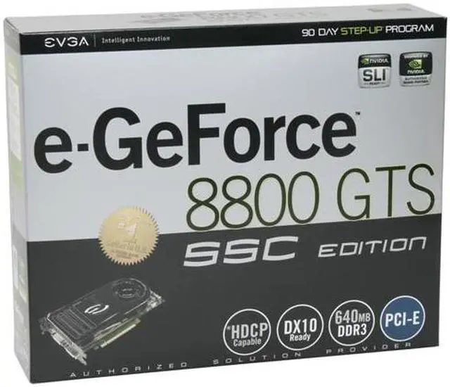 Alt view image 8 of 8 - EVGA 640-P2-N829-AR GeForce 8800GTS SSC 640MB 320-bit GDDR3 PCI Express x16 HDCP Ready SLI Supported Video Card