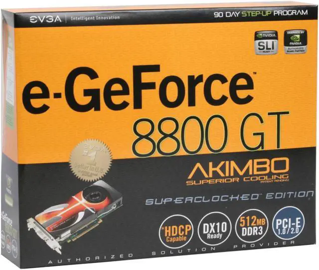 Alt view image 7 of 7 - EVGA 512-P3-N808-AR GeForce 8800GT AKIMBO SuperClocked 512MB 256-bit GDDR3 PCI Express 2.0 x16 HDCP Ready SLI Supported Video Card