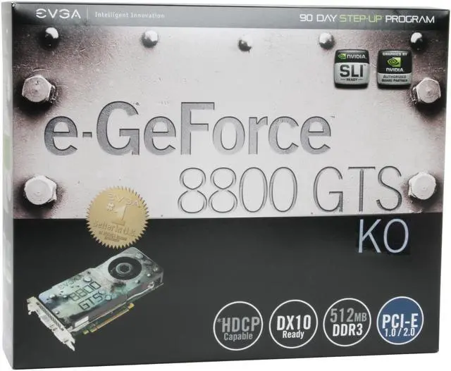 Alt view image 8 of 8 - EVGA 512-P3-N845-AR GeForce 8800GTS (G92) KO 512MB 256-bit GDDR3 PCI Express 2.0 x16 HDCP Ready SLI Supported Video Card