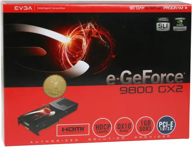 Alt view image 9 of 9 - EVGA GeForce 9800 GX2 1GB (512MB per GPU) GDDR3 PCI Express 2.0 x16 SLI Support Graphics Card 01G-P3-N891-AR