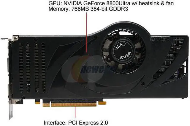 Alt view image 3 of 5 - EVGA GeForce 8800 Ultra 768MB GDDR3 PCI Express x16 SLI Support Graphics Card 768-P2-N882-AR