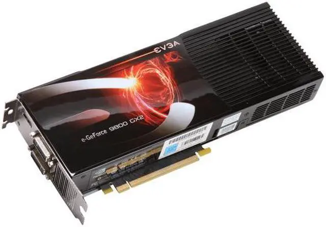 Main image of EVGA 01G-P3-N895-A3 GeForce 9800 GX2 KO 1GB 512-bit GDDR3 PCI Express 2.0 x16 HDCP Ready SLI Supported Video Card