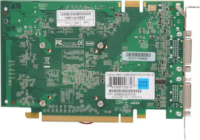 Alt view image 4 of 5 - EVGA GeForce 9500 GT 512MB DDR2 PCI Express 2.0 x16 SLI Support Graphics Card 512-P3-N954-TR