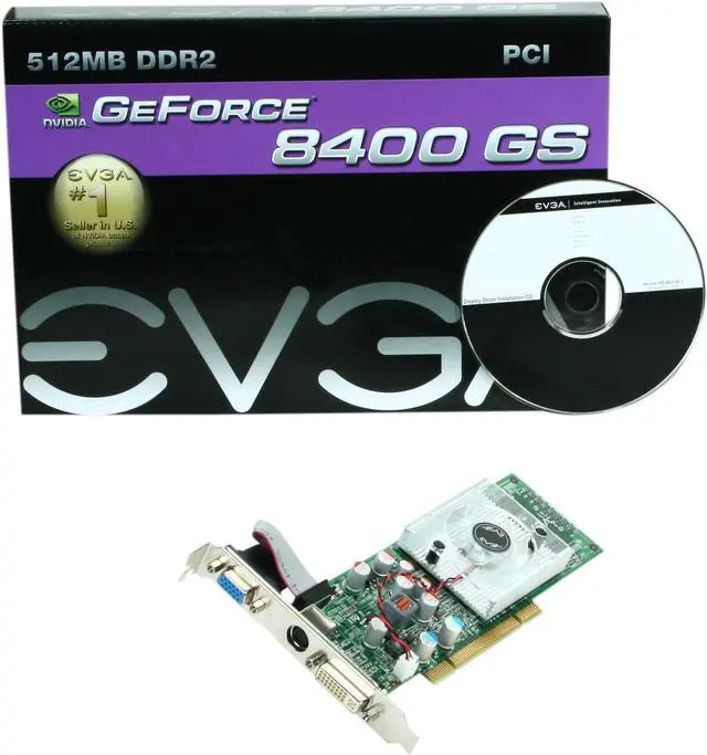 Alt view image 5 of 5 - EVGA GeForce 8400 GS 512MB DDR2 PCI Low Profile Graphics Card 512-P1-N724-LR