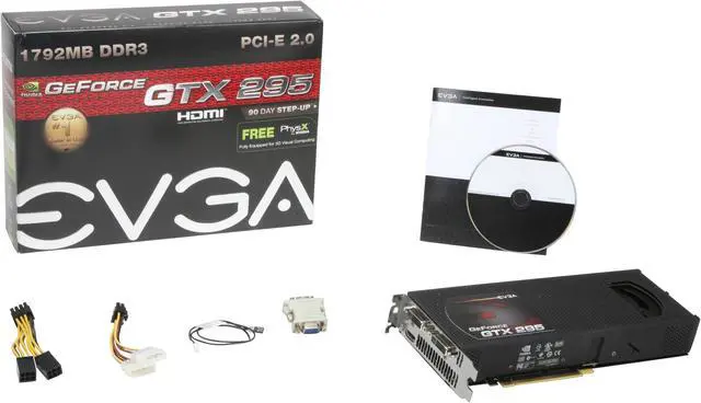 Alt view image 6 of 6 - EVGA GeForce GTX 295 1792MB GDDR3 PCI Express 2.0 x16 SLI Support Graphics Card 017-P3-1293-AR