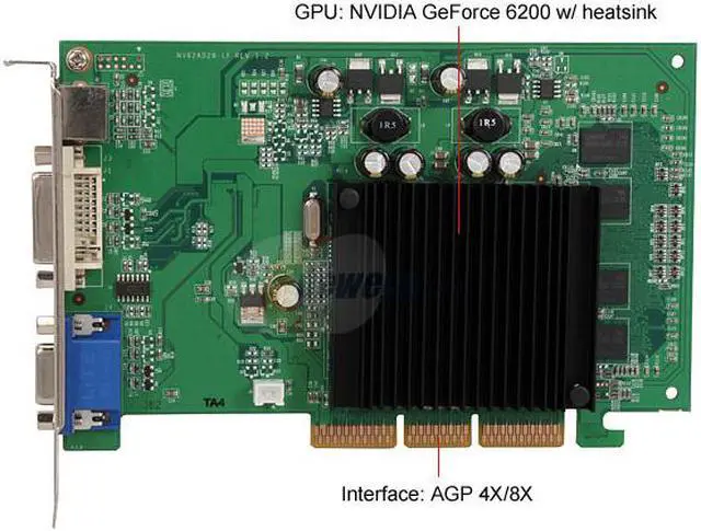 Alt view image 3 of 5 - EVGA GeForce 6200 256MB DDR2 AGP 8X Graphics Card 256-A8-N401-LR