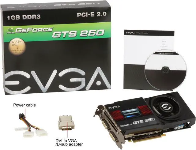 Alt view image 6 of 6 - EVGA GeForce GTS 250 1GB GDDR3 PCI Express 2.0 x16 SLI Support Graphics Card 01G-P3-1155-TR