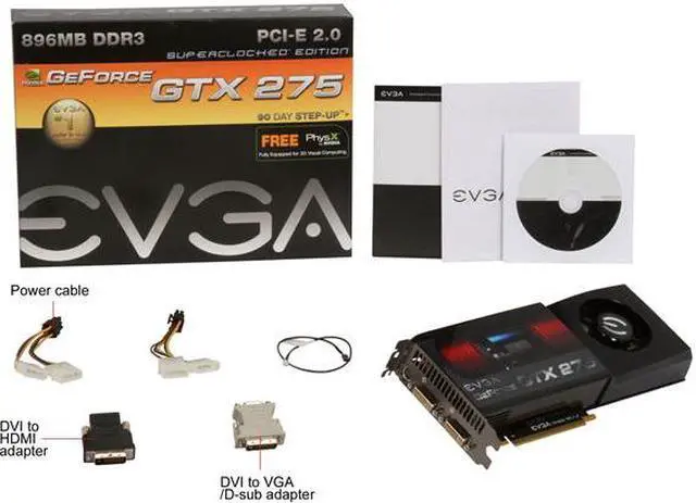 Alt view image 5 of 5 - EVGA 896-P3-1171-AR GeForce GTX 275 Superclocked Edition 896MB 448-bit DDR3 PCI Express 2.0 x16 HDCP Ready SLI Supported Video Card