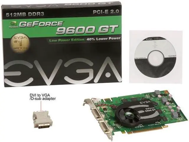 Alt view image 5 of 5 - EVGA 512-P3-N856-LR GeForce 9600 GT Low Power 512MB 256-bit DDR3 PCI Express 2.0 x16 HDCP Ready SLI Supported Video Card