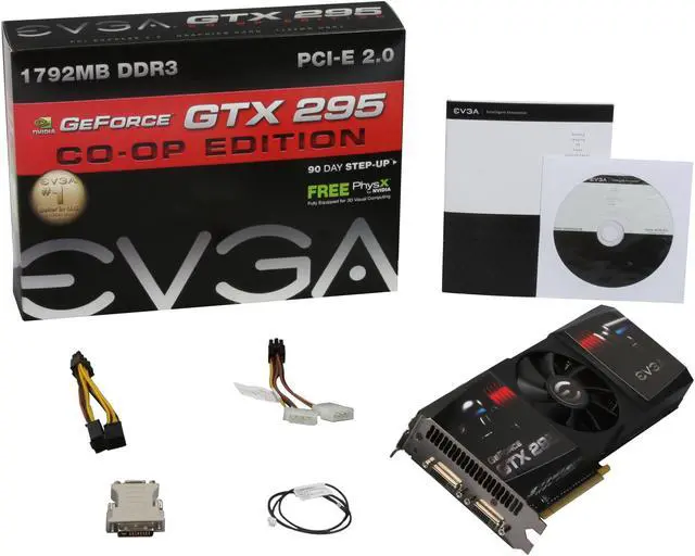 Alt view image 6 of 6 - EVGA GeForce GTX 295 1792MB DDR3 PCI Express 2.0 x16 SLI Support Graphics Card 017-P3-1295-AR CO-OP Edition