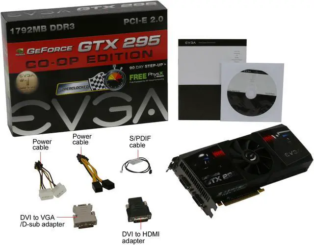 Alt view image 6 of 6 - EVGA 017-P3-1296-AR GeForce GTX 295 Superclocked Edition 1792MB 896 (448 x 2)-bit DDR3 PCI Express 2.0 x16 HDCP Ready SLI Supported Video Card