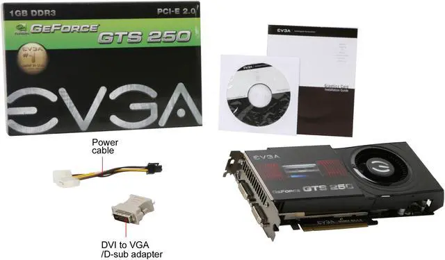 Alt view image 5 of 5 - EVGA GeForce GTS 250 1GB DDR3 PCI Express 2.0 x16 SLI Support Graphics Card 01G-P3-1158-TR
