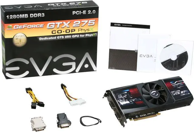Alt view image 6 of 6 - EVGA 012-P3-1178-TR GeForce GTX 275 CO-OP PhysX Edition 1280MB 448+192-bit GDDR3 PCI Express 2.0 x16 HDCP Ready SLI Supported Video Card