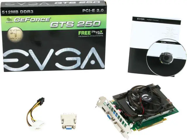Alt view image 6 of 6 - EVGA GeForce GTS 250 512MB DDR3 PCI Express 2.0 x16 SLI Support Graphics Card 512-P3-1140-TR
