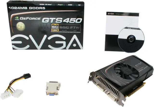 Alt view image 6 of 6 - EVGA 01G-P3-1452-TR GeForce GTS 450 (Fermi) Superclocked 1GB 128-bit GDDR5 PCI Express 2.0 x16 HDCP Ready SLI Support Video Card
