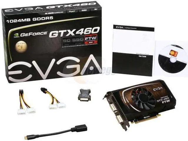 Alt view image 6 of 6 - EVGA 01G-P3-1377-TR GeForce GTX 460 (Fermi) FTW 1GB 256-bit GDDR5 PCI Express 2.0 x16 HDCP Ready SLI Support Video Card